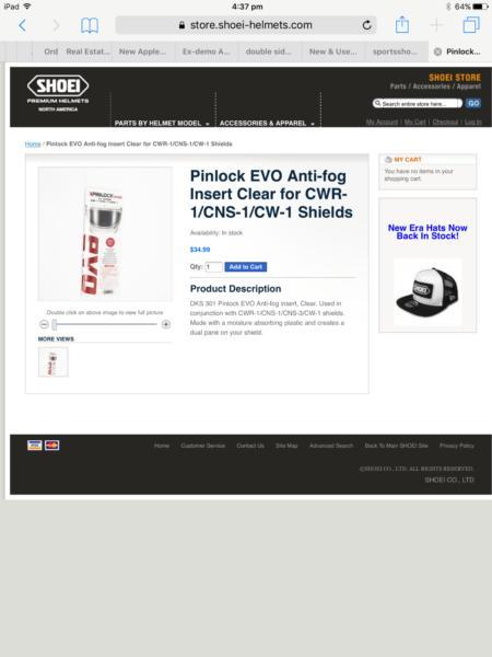 Shoei Pinlock EVO Lens visor