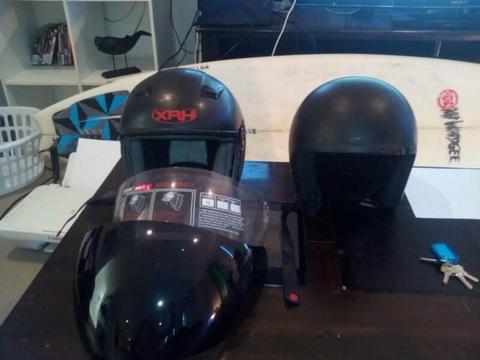 two motor bike helmets for sale