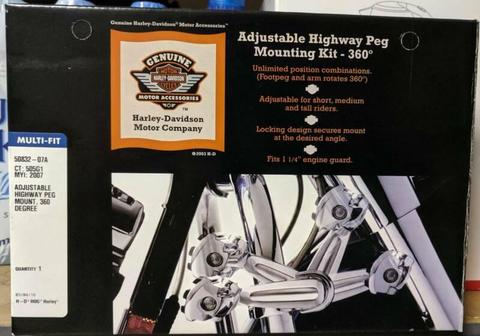 Harley Davidson Adjustable Highway Peg Mounting Kit - Chrome