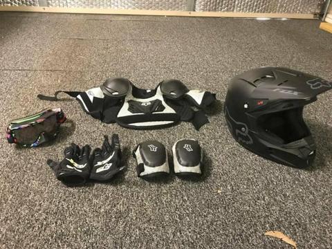 Fox Racing safety gear - Helmet, Googles and Armour bundle