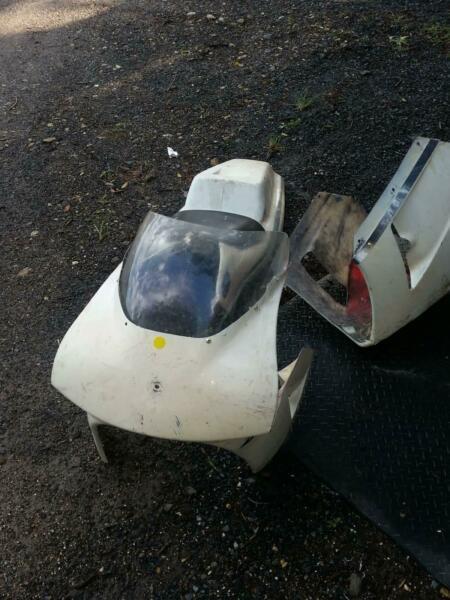 Fibreglass motorbike race fairing, screen & seat VFR400 or similar