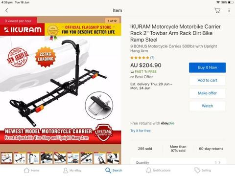Motorbike rack - Towbar Arm rack bike ramp
