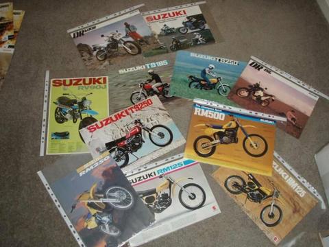 SUZUKI RM PE TS GSXR RG & road bike brochures genuine SUZUKI