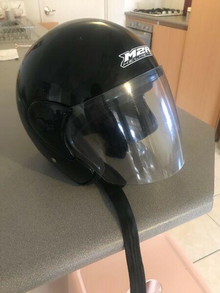 Black Large Open Face Motorcycle Helmet