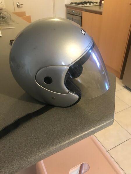 XS Silver Openfaced M2R Motorcycle Helmet