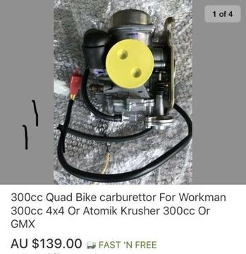 Carburettor For Workman 300cc 4x4 Or Atomik Krusher 300cc