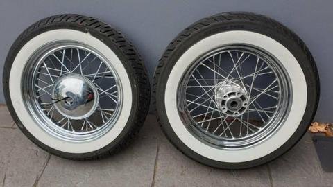Harley Wheels, Rotors and Whitewall Tyres, AS NEW