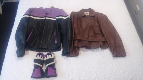Motorbike jackets and gloves