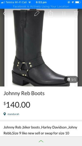 Johnny Reb biker boots size 9