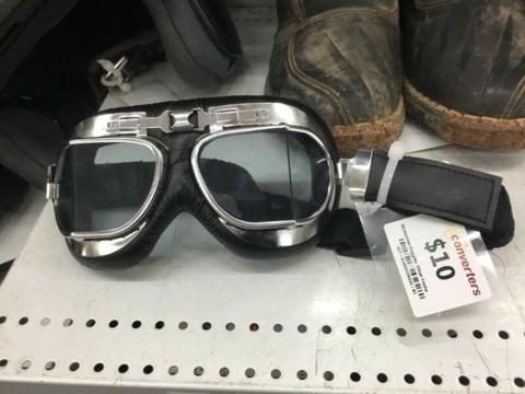 Silver Frame Motorcycle Goggles
