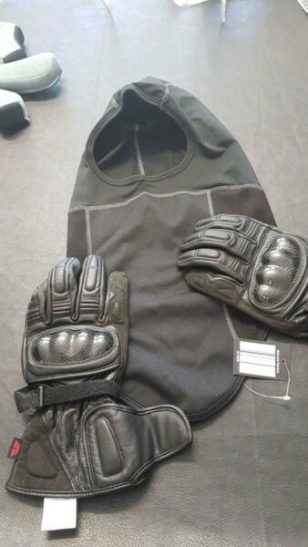 Motorcycle Gear Motorcycle Balaclava new XL Gloves new PU Tamborine