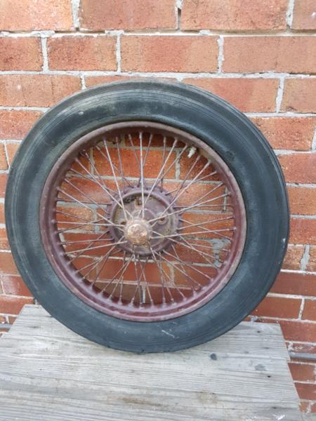 Vintage AJS sidecar motorcycle wheel