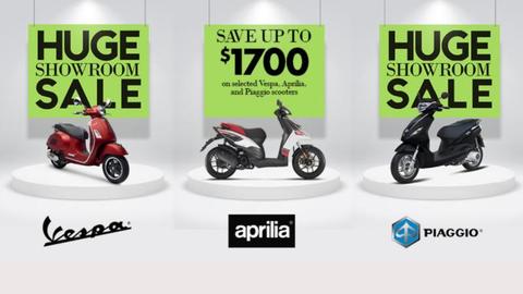 HUGE Showroom Sale - Save up to $1700 on New Vespa, Piaggio & Aprilia!