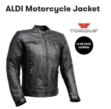 Leather motorbike jacket, men's size small