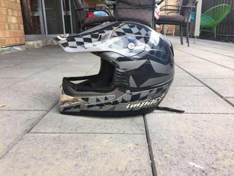 Grey Impact Motorbike Helmet for sale