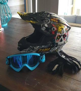 Youth helmet, goggles and gloves