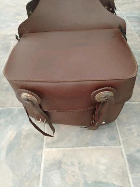 Retro All Leather motorcycle pannier bags