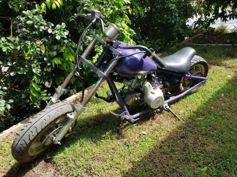 Reconditioned purple 50cc mini chopper pit bike