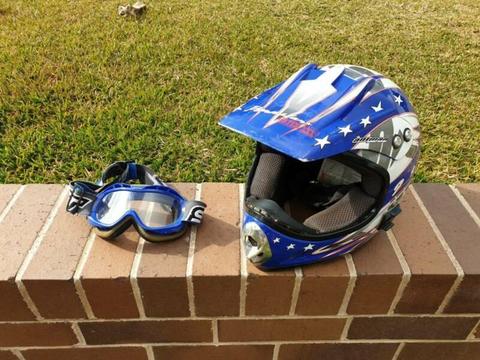 Dirt Bike Gear - M2R Helmet Medium Size and Scott Googles