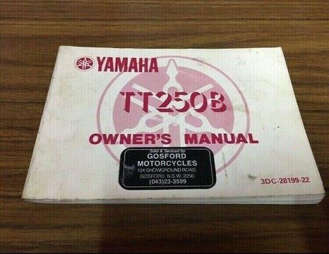 Yamaha TT250 '85 - '90 Owners Handbook