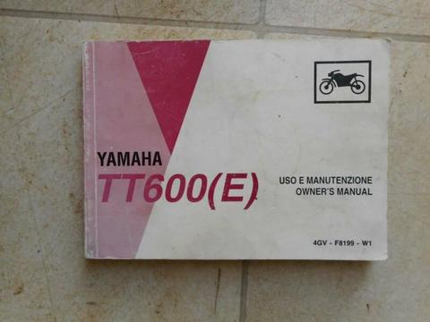 Yamaha TT600E Factory Owners Motorcycle Manual