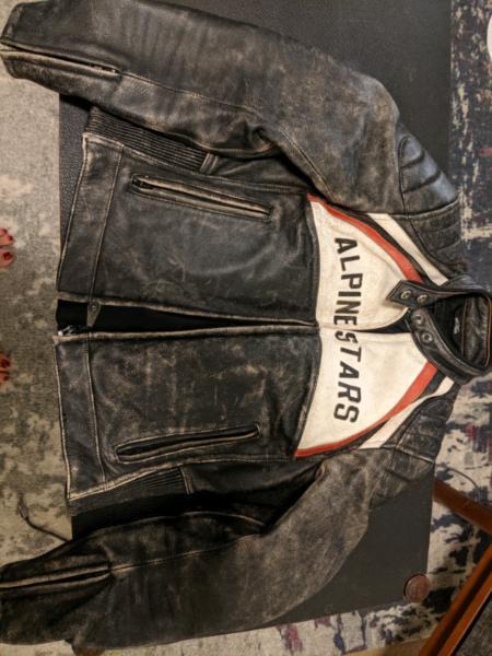 Alpinestars women's motorcycle leather jacket retro cafe EU 38