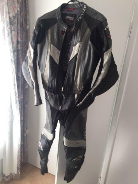 Teknic 2 piece leather motorcycle racing suit
