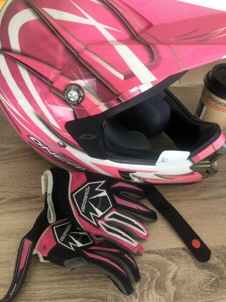 Motorcross helmet and gloves