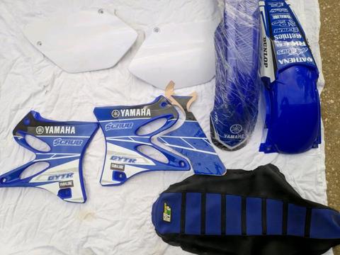 Yamaha yz125 yz250 plastics sticker kit and seat cover graphics