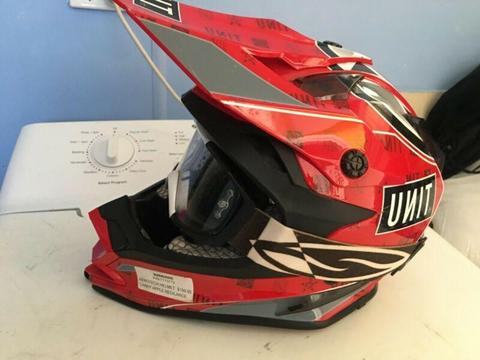 Red UNIT motor bike helmet brand new