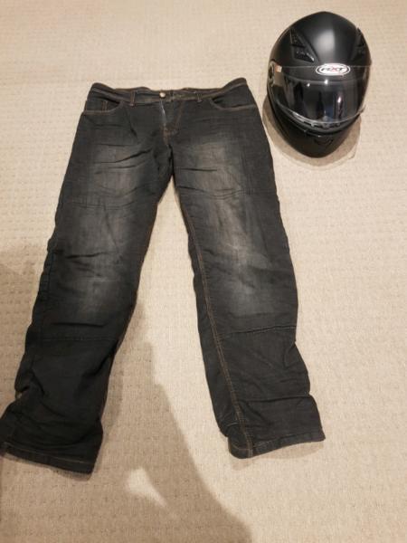 Motorcycle helmet XL &kevlar jeans sz36