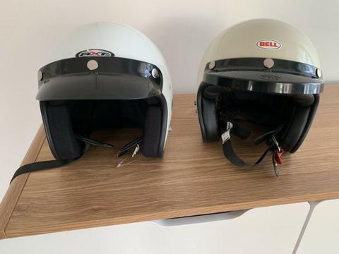 Open face moped helmets