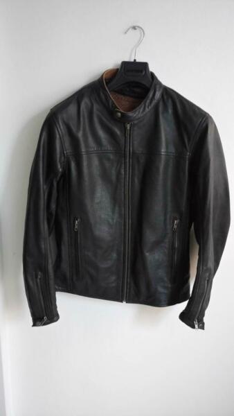 Perforated leather motorcyle jacket