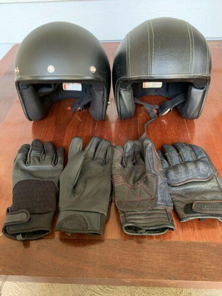 Motorcycle helmets and gloves