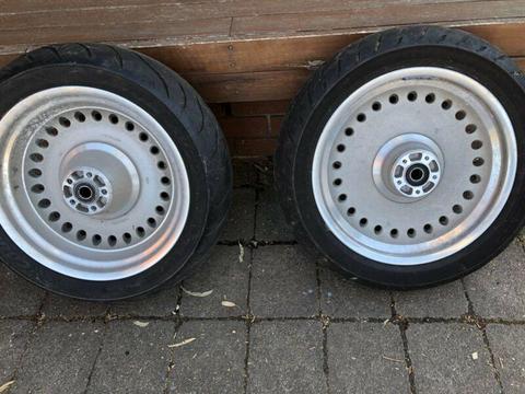 For sale front and rear wider Tire off Harley Davidson fatboy