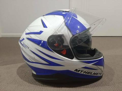 MT Thunder 3 SV Effect Full Face Motorcycle Motorbike Helmet - Wh/Blue