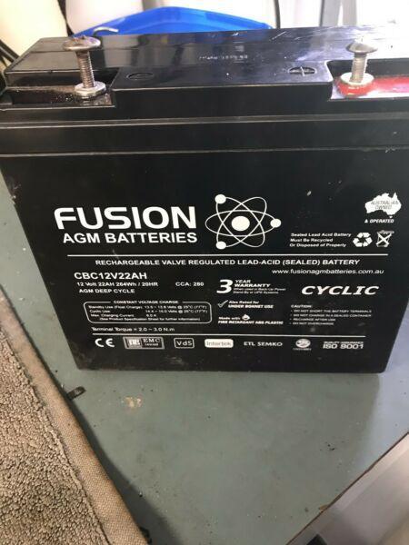 Fusion 22AH 12V AGM deep cycle battery