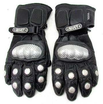 Rivet Leather Motorcycle Gloves - Size Large *184751