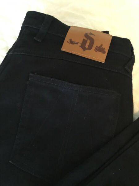 Draggin Classic Kevlar Motorcycle Jeans 34/32 Black Denim As New NWOT