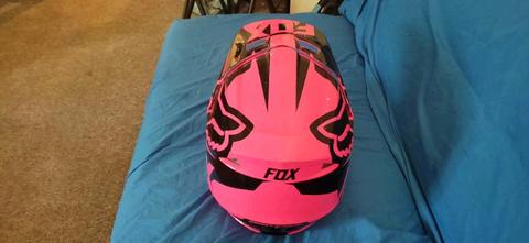 Pink kids small helmet and gloves