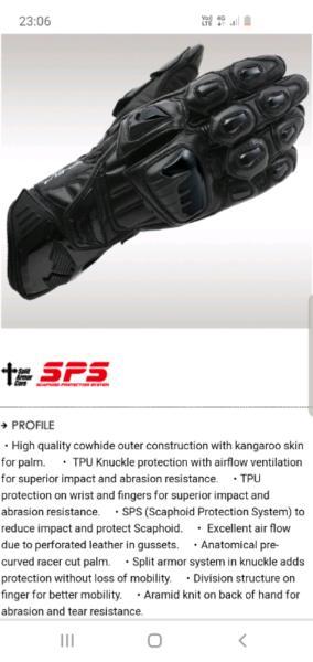 RS Taichi GP-Evo Leather Motorcycle Gloves Black Medium (NXT046)