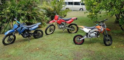 3x Chinese motorbikes 1x125cc 1x200cc 1x250cc
