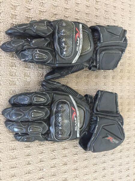Rjays carbon and leather motorbike gloves medium