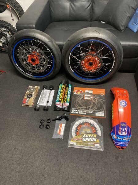 Ktm motard wheels complete set up like new. Fits new and older models