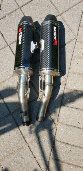 Scorpion exhaust pipes clip ons