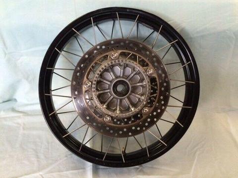 BMW 1200 GS front wheel and exhaust