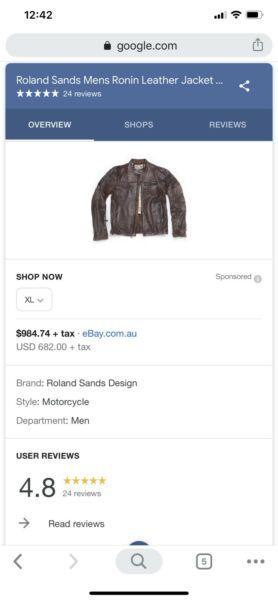 Roland Sands Brown Leather Jacket XL