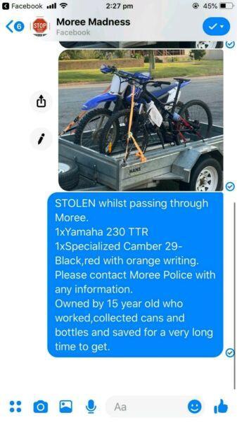 Wanted: RECENTLY STOLEN IN MOREE AT, THE START OF THE NSW SCHOOL HOLIDAYS