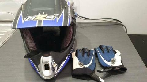 motor bike helmet- M2R kids helmet and Fox gloves