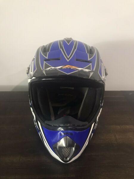 Motorcycle Helmet Motocross M2R Blue Black Skull Motorbike